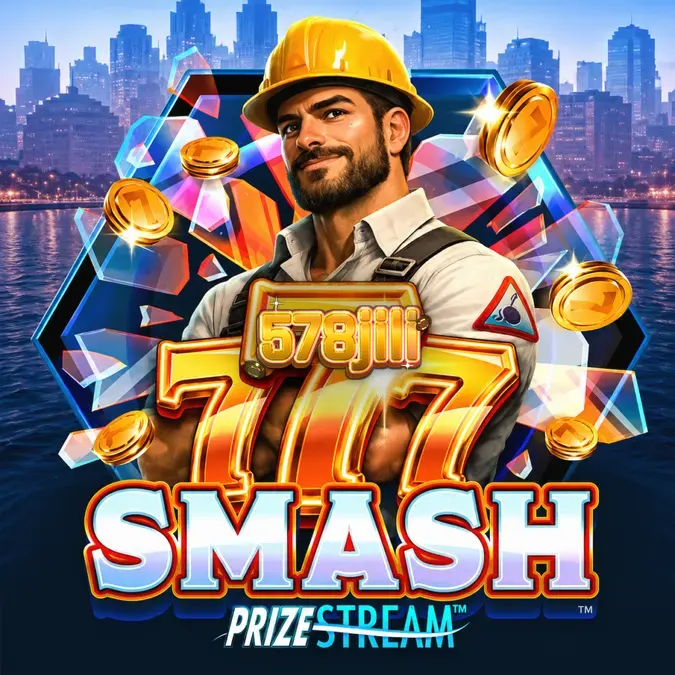 Ang 777 Smash slot ay nagtatampok ng wrecking ball theme sa isang industrial construction site.